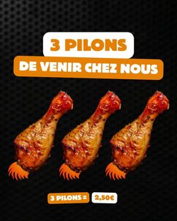 Trois pilons de poulet grillé proposés à 2,50 € dans ce restaurant rôtisserie d'Argenteuil.